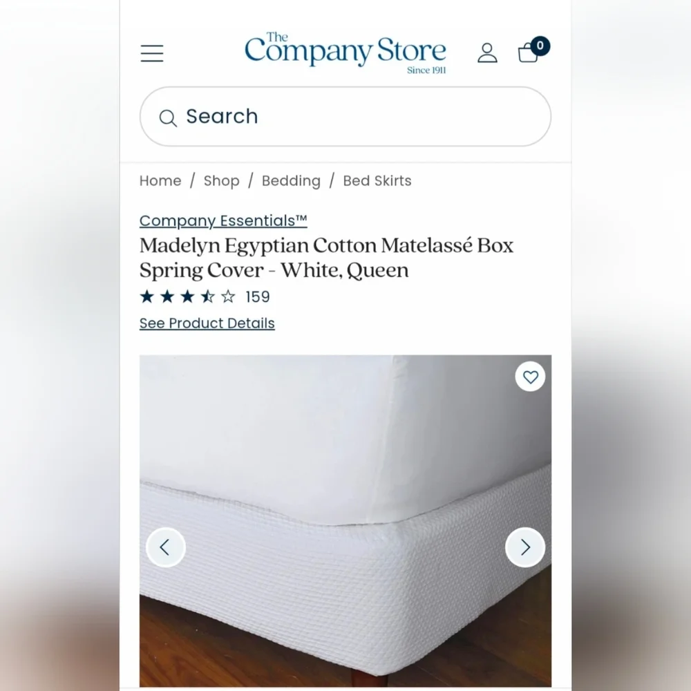 The Company Store White Madelyn Matelasse Box Spring Cover Queen 60 x 80 NEW - Picture 5 of 5